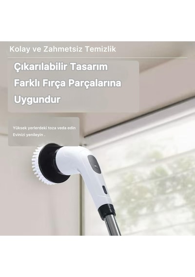 Kraft Hart Şarjlı Temizlik Fırçası 11 Başlıklı Mutfak Banyo Araç Oto Temizleme Fırçası