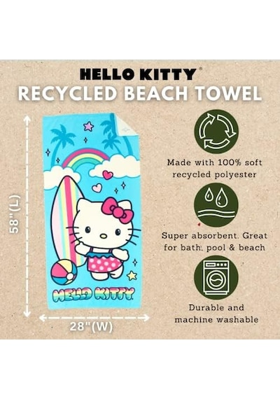 Franco Sanrio Hello Kitty Süper Yumuşak Hafif%100 Geri Dönüştürülmüş Plaj Havlusu Geri Dönüştürülmüş Plastik Şişelerden Üretilmiştir, 147 Cm X 71 Cm %100 Resmi Lisanslı Sanrio Ürünü Açık Franco Sanrio Hello Kitty Süper Yumuşak Hafif%100 Geri Dönüştürülmüş Plaj Havlusu Geri Dönüştürülmüş Plastik Şişelerden Üretilmiştir, 147 Cm X 71 Cm %100 Resmi Lisanslı Sanrio Ürünü Açık