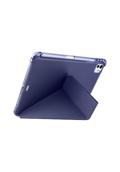 Apple Uyumlu iPad  Pro 11 2025 M5 Kılıf Mkst Tri Folding Kalem Bölmeli Standlı Kılıf - Mor Tablet Kılıfı