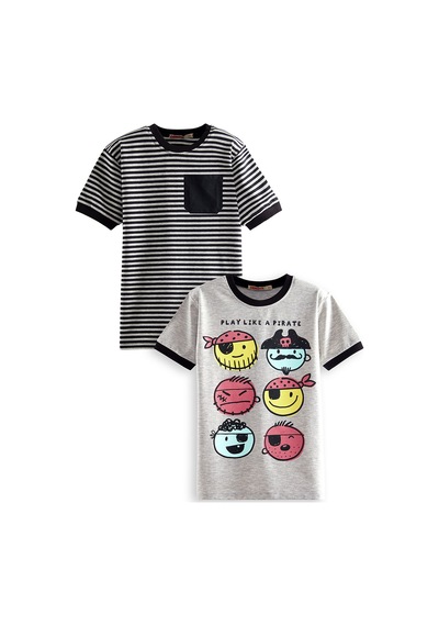 Denokids Pirate Erkek Çocuk 2'li T-shirt Takım Renkli Çok Renkli