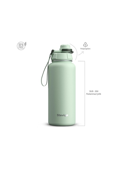 Stevig 1 Hand Leak-proof Sızdırmaz Çelik Termos 1000 Ml Smoke Green St-218 Diğer
