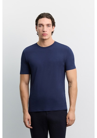Avva Erkek Lacivert Bisiklet Yaka Soft Touch Premium Basic Regular Fit T-shirt A62y1037