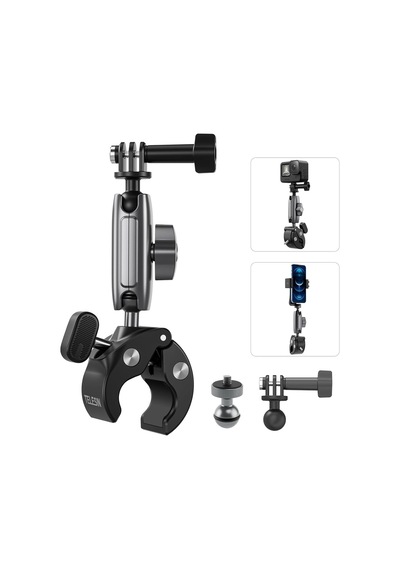 Telesın Motosiklet Gidonu Bisiklet Montaj Kelepçeleri İçin Gopro Hero 13 12 11 10 9 Osmo Action 5 Pro 4 3 Insta360,360 Çift Top Başlı Kelepçe Tutucu 1/4-20 Mm Kamera Ve Telefon İçin Adaptör Sku: Zeu