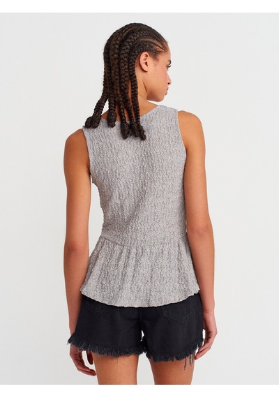 Dilvin 20984 Peplum Dantel Top-gri Gri