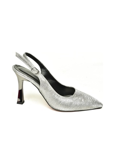 Fox Shoes U676289214 Platin Sim Kalın Topuklu Abiye Ayakkabı Platin
