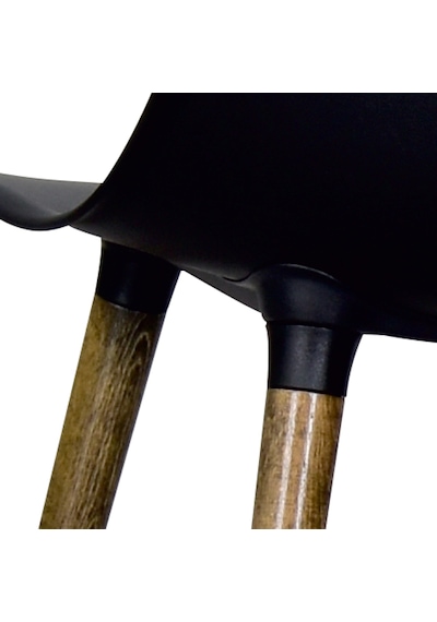 Vilinze Eames Kestane Ahşap Ayak Plastik Siyah Sandalye Eames-beyaz Siyah - Kestane