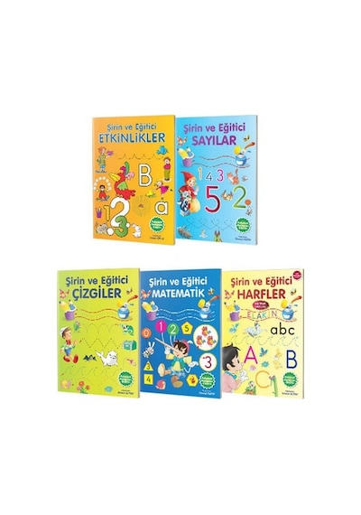 Şirin ve Eğitici Serisi 5 Kitap (Çizgiler - Matematik - Sayılar - Harfler - Etkinlikler)
