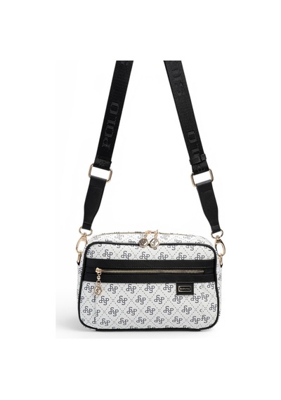 Silver & Polo Silver Polo Beyaz - Siyah Monogram Kadın Çapraz Çanta Sp1280