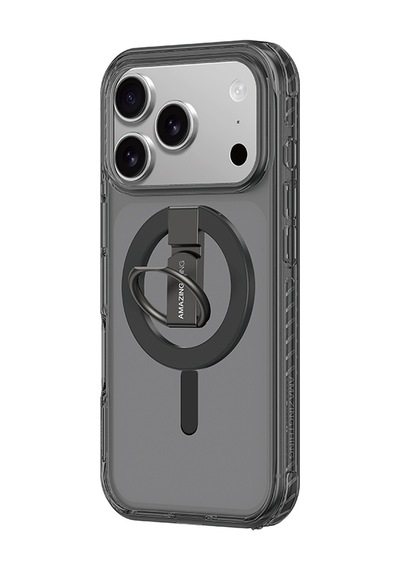 Apple Uyumlu iPhone 17 Pro Max Kılıf M-safe Yüzük Standlı Amazingthing Titan Pro Serisi Kapak Siyah Siyah