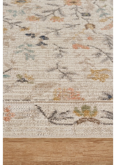 Rustik 2226 Klasik Vintage Eskitme Salon Krem Mutfak Halısı Tozumaz Yumuşak Makine Halısı