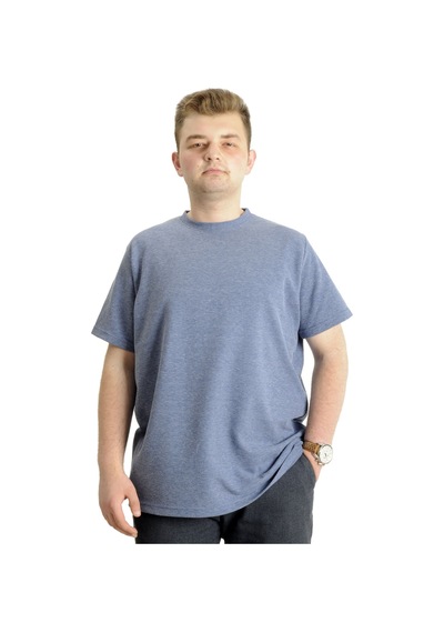 Mode Xl Büyük Beden Waffle Basic T-shirt 20033 Koyu Mavi