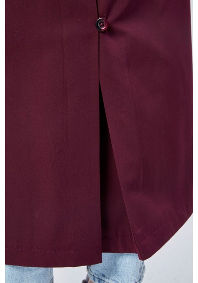 Kadın Oversize Astarlı Uzun Trençkot Bordo