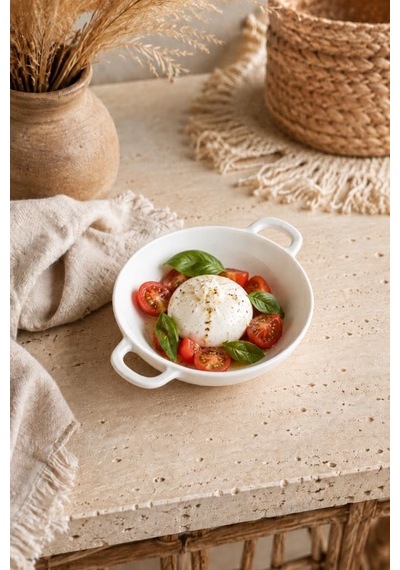 Çift Kulplu Beyaz Porselen Fırın Kabı Ve Servis Kasesi 12x15 Cm - Kahvaltılık Meze Ve Sufle Güveç Tabağı Diğer