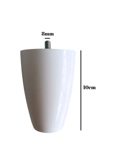 Plastik Ayak 8mm Vidalı Mobilya Koltuk Ve Baza Ayağı Beyaz 10cm 8mm Vidalı 4 Adet Beyaz