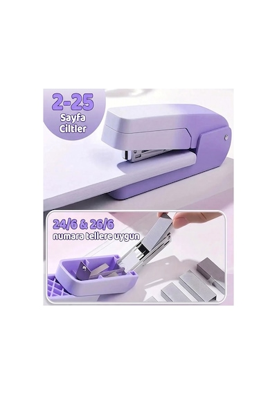 Beyaz Zımba Makinesi 24/6 1 Adet Fixpoint P-4550 Pastel Renkler Büyük Zımba Makinası Ve Teli 20 25 Sayfa Dereceli Ofis