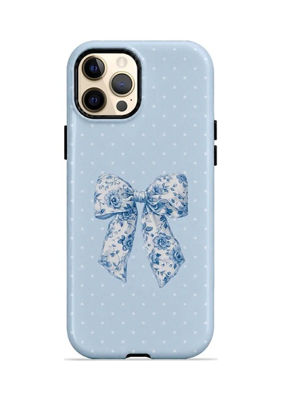 Velvoria Valestra Blue Toile Bow Apple iPhone Uyumlu 12 Pro Max Magsafe Koruma Kılıfı Valestra Magline - Blue Toile Bow