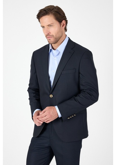 İmza Lacivert Düz Gabardin Mono Yaka 2 Düğme 4 Drop Comfort Fit Basic Ceket 1002250006 206 Lacivert