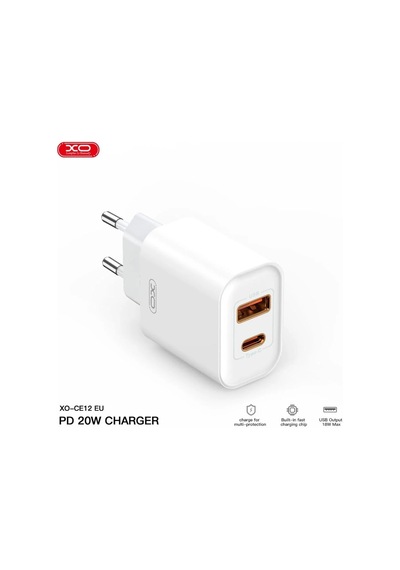 Özel Seri Teknoloji Elektronik Seyahat Başlığı Ce12 Eu 20w Qc Pd Fast Hızlı Type-c Şarj Aleti