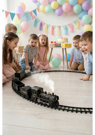 Işıklı Ve Sesli Buharlı Tren Set 15 Parça