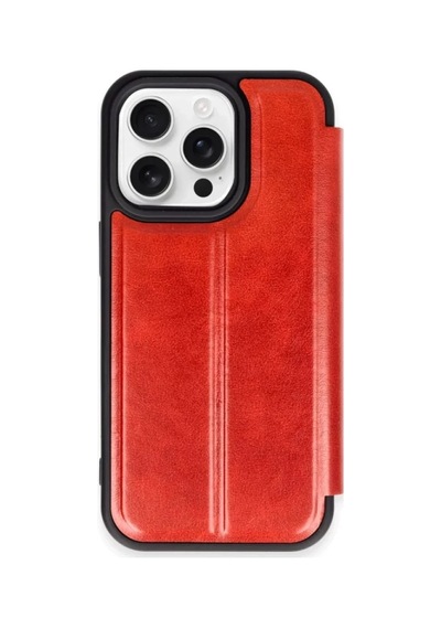 Northcity Apple İphone 15 Pro Max Uyumlu Kılıf Flip Cover - Kırmızı