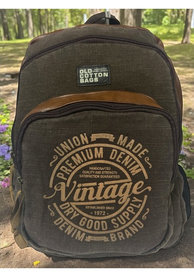 Old Cotton Cargo Kaliteli Siyah Vintage Salaş Baskılı Disayn Günlük Gezi Okul Sırt Çantası Revilla Bag 28x38cm Sarı