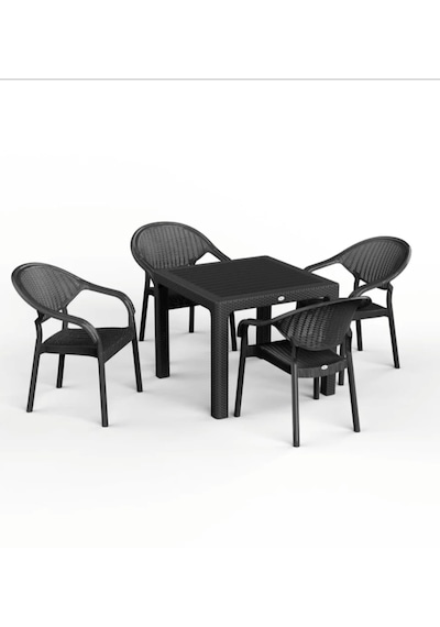90 X 90 Bambu Plastik Rattan Camsız Bahçe Balkon Teras Kare Masa Takımı 4 Kolçaklı Sandalyeli Siyah 90 X 90 Bambu Plastik Rattan Camsız Bahçe Balkon Teras Kare Masa Takımı 4 Kolçaklı Sandalyeli Siyah