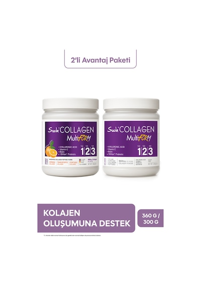 Suda Collagen Multiform Hidrolize Kolajen Saç,tırnak Ve Cilt Desteği - Aromasız 300g X Portakallı 360g