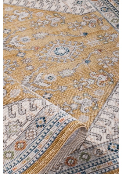 Polipropilen Polyester Pamuk Tabanlı Dokuma Halı Otantik Modern Salon Mutfak Halısı Gold Rengi N0104a Altın