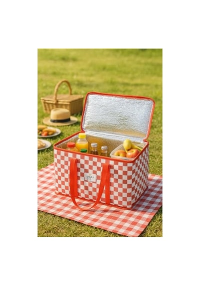 Isı Korumalı Piknik Çantası, 35x20x20 Cm Boyut, 15 Litrelik Kapasite Açık Bej