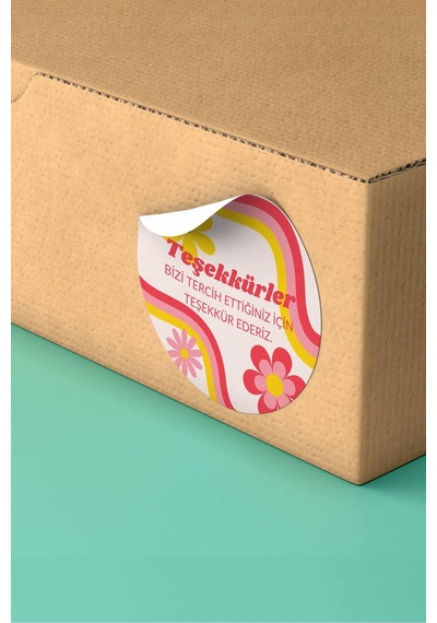 Thank You Renkli Yuvarlak Teşekkür Etiketi Sticker 3x3cm St2075 Çok Renkli