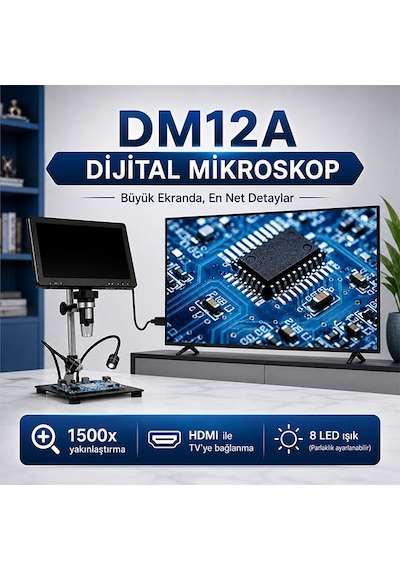 Dm12a Hdmı Bağlantılı Büyük Ekranlı Dijital Mikroskop 1500x