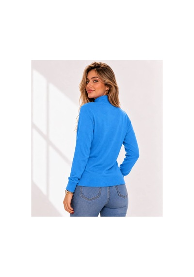 Hira Life Fashion Kadın Şık Tasarım Ve Yumuşak Dokulu Dik Yaka Triko Basic Kazak Bluz Mavi Mavi Hira Life Fashion Kadın Şık Tasarım Ve Yumuşak Dokulu Dik Yaka Triko Basic Kazak Bluz Mavi Mavi
