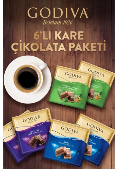 Godiva 6'lı Kare Çikolata Paketi