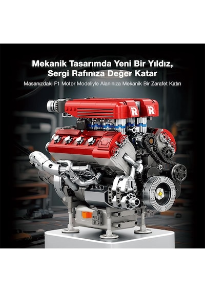 Reobrix Technic 33015 F1 Motor Engine Motorlu Yaratıcı Yapı Blok Seti Building Blocks- 1101 Parça