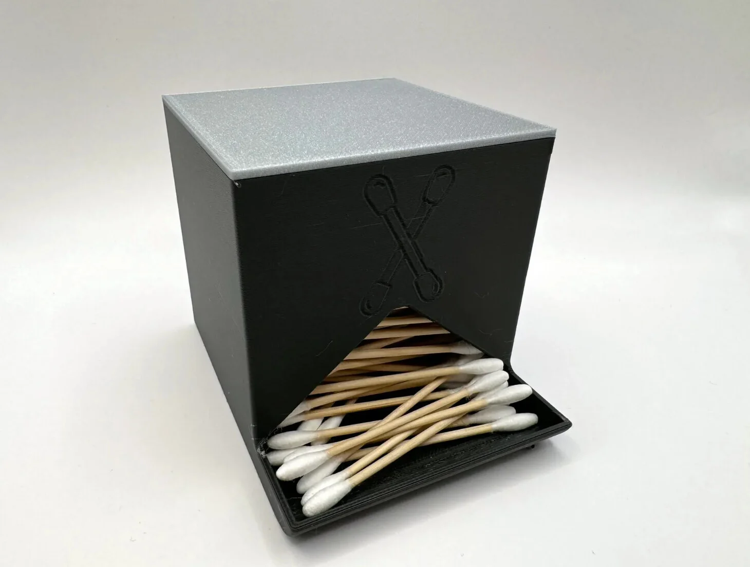 Modern Kulak Çubuğu Kutusu - Siyah Banyo Düzenleyici Organizer - Kulak Pamuğu Dispenseri