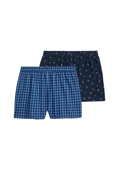 Marks & Spencer 2’li Paket Saf Pamuklu Baskılı Pijama Şortları T37003456S Mavi Mix