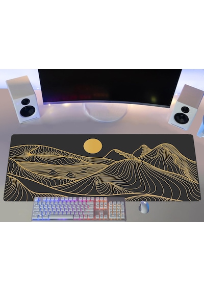 Gamer Mouse Pad 90x40 Mouse Pad Xxl Büyük Oyuncu Mousepad Black Moon, 90x40 Cm 3mm Kalınlık