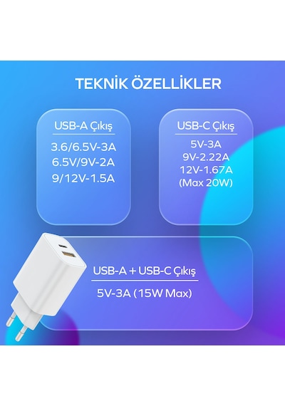Woyax By Deji 20W PD Type-C Çoklu Hızlı Şarj Aleti