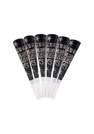 Yılbaşı Vuvuzela 6lı Paket Happy New Year Yazılı Altın Veya Gümüş Simli Diğer
