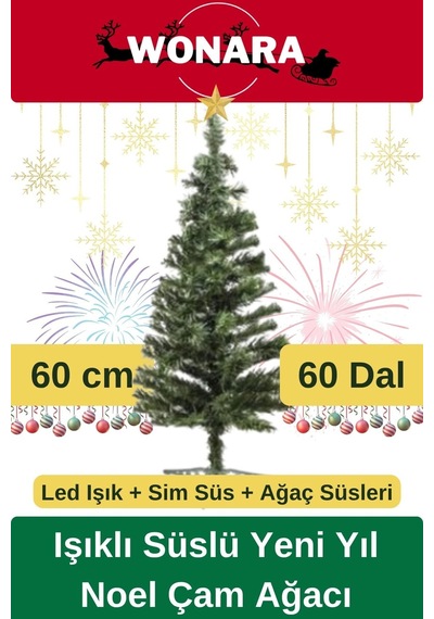 Deluxe Kutulu Ayaklı Renkli Işıklı Yılbaşı Süs Çam Ağacı Süsleme Seti Yeni Yıl Noel Dekor Paket 110 CM