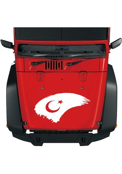 Türk Bayrağı Sticker - Ay Yıldız, Türkiye, Araba Oto Motosiklet Karavan Sticker - 00786 14x7 Cm