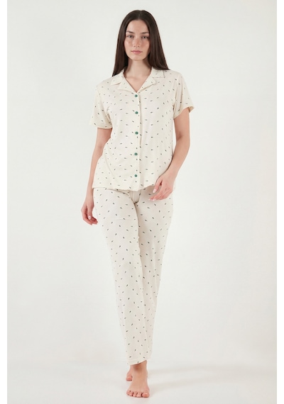 Lela Bayan Pijama Takımı 65750101y Ekru-yeşil