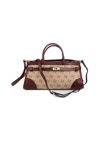 Silver Polo Sp1260 Kadın El Çantası Monogram Koyu Bej-bordo