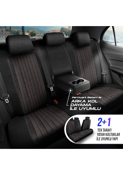 Panda Prag Serisi Pike Kumaş Oto Koltuk Kılıfı   - Tam Set