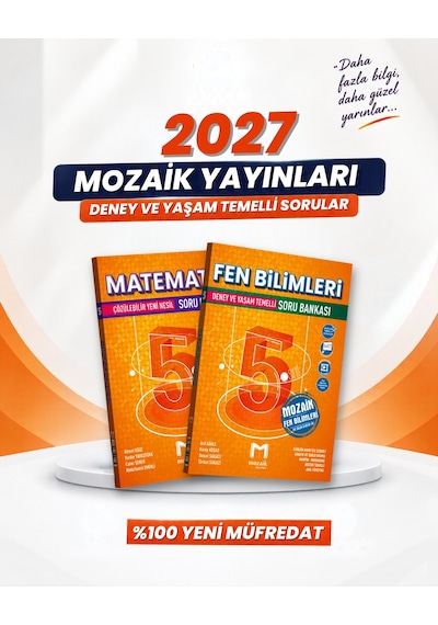 Mozaik Yayınları 2027 5. Sınıf Matematik + Fen Bilimleri Yeni Müfredat Bağlam Temelli Soru Bankası Seti 2 Kitap