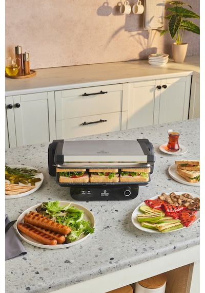 Emsan Inox Feel Steel 1800 W 6 Dilim Kapasiteli Izgara Ve Tost Makinesi