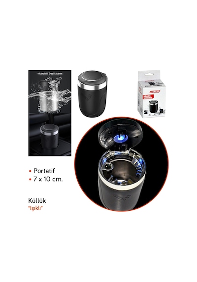 Carub Küllük Portatif Lüx Işıklı Abs Metal Aparatlı Siyah Br2944642
