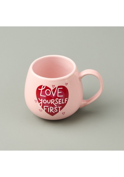 Kitchen Love Yourself First Sloganlı Kupa - Pembe - 310 Ml Renkli