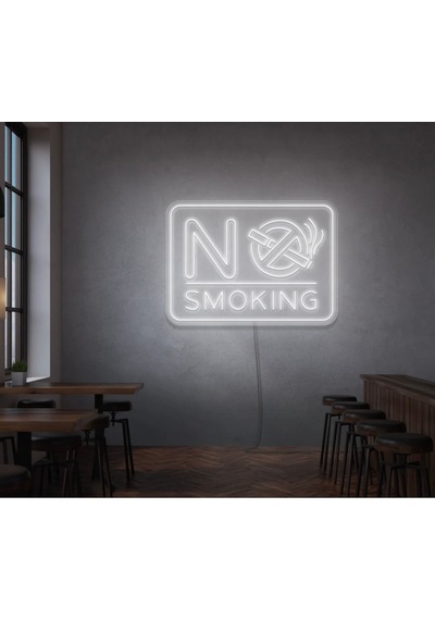 No Smokıng Yazılı Ve Şekilli Neon Tabela Beyaz