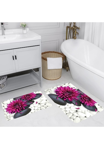 Rovigo Home Baskılı Kaymaz Taban 2'Li Banyo Paspas Takım Rvg5035-100x60-60x50 Çok Renkli